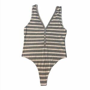 NEW American Apparel Striped Thong Bodysuit